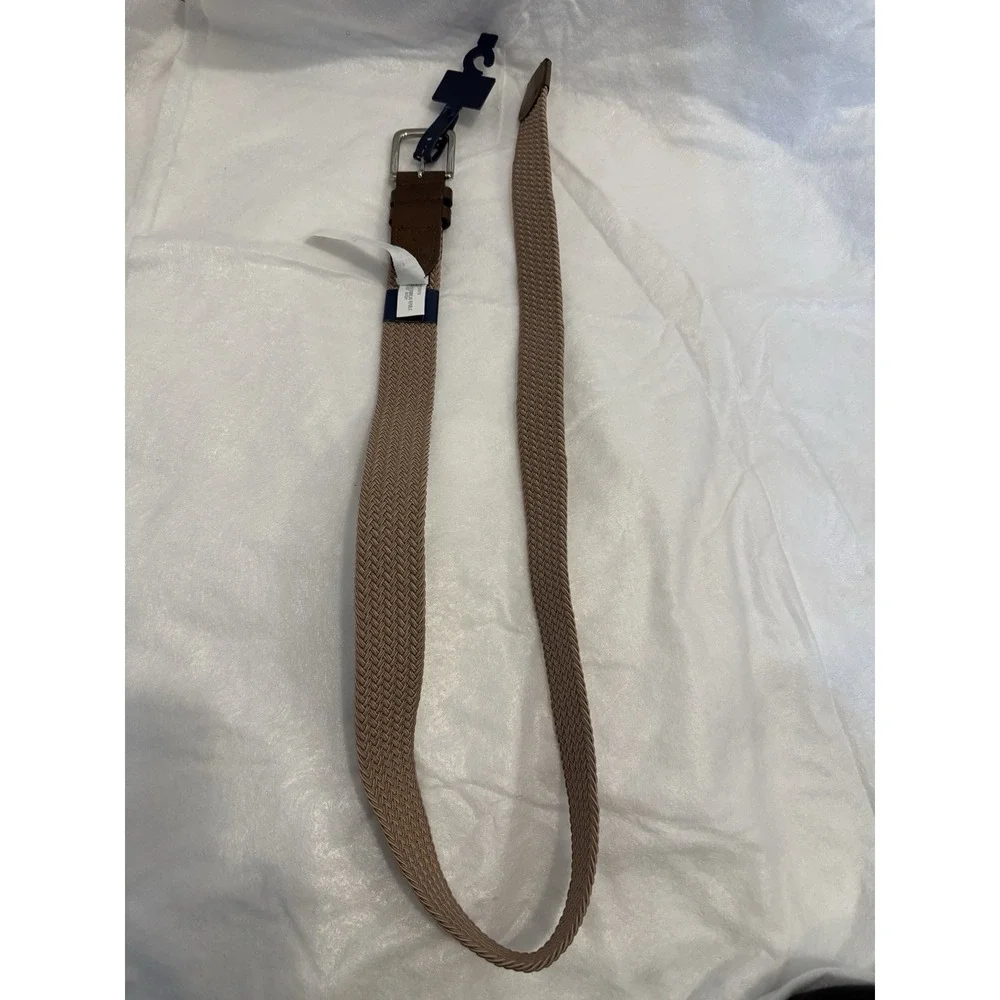 Saddlebred Belt Mens Large SIZE: 38-40  Trim Woven‎ Braided Classic Khaki NWT